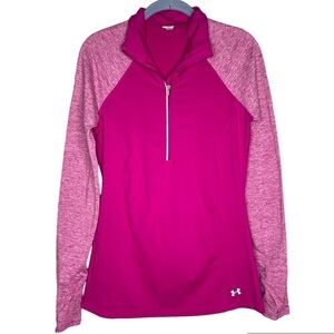 Under Armour pink long sleeve athletic top small two tone 1/2 zip